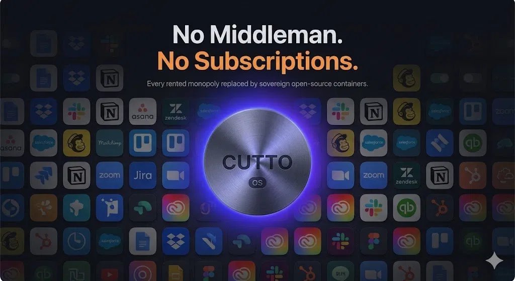 No Middleman. No Subscriptions. — Every rented monopoly replaced by sovereign open-source containers.
